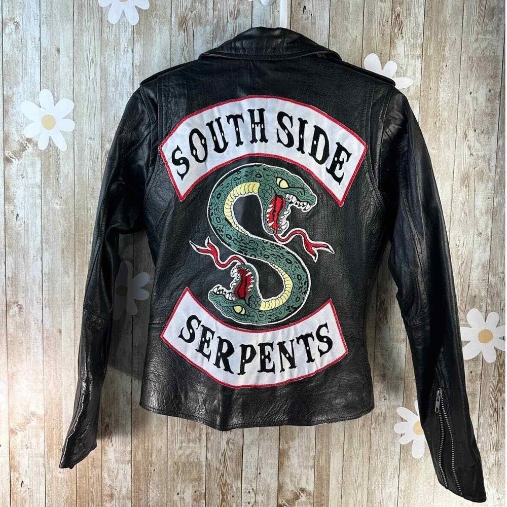 YKK Riverdale Southside Serpents Biker Jackets Women‎ Sz S Black PU Leather